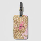 Girly Pink Gold Glitter Bagagelabel (Voorkant (verticaal))