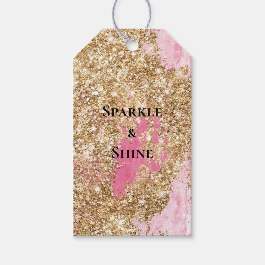 Girly Pink Gold Glitter Cadeaulabel (Voorkant)