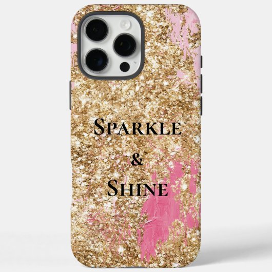 Girly Pink Gold Glitter Case-Mate iPhone Case (Achterkant)