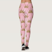 Girly Pink Gold Glitter Crowns Sparkly Leggings (Achterkant)