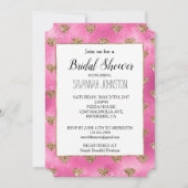 Girly Pink Gold Glitter Diamonds Uitnodiging (Voorkant)