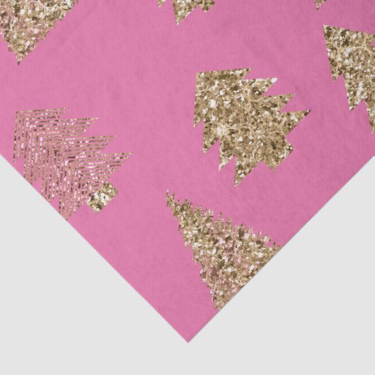 Girly Pink Gold Glitter Glam Kerstbomen Tissuepapier (Detail)