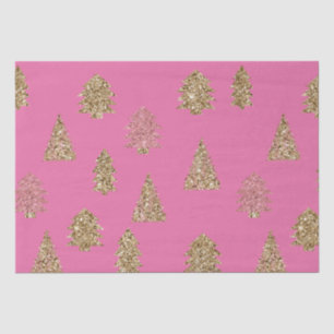 Girly Pink Gold Glitter Glam Kerstbomen Tissuepapier