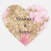 Girly Pink Gold Glitter Hart Sticker (Voorkant)