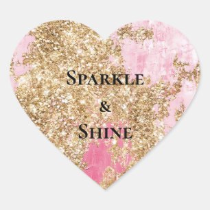 Girly Pink Gold Glitter Hart Sticker