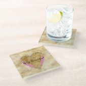 Girly Pink Gold Glitter Heart Glazen Onderzetter (Schuin)