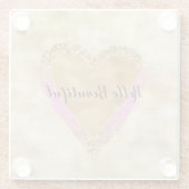 Girly Pink Gold Glitter Heart Glazen Onderzetter (Achterkant)