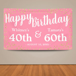 Girly Pink Gold Glitter Joint Adult Birthday Spandoek