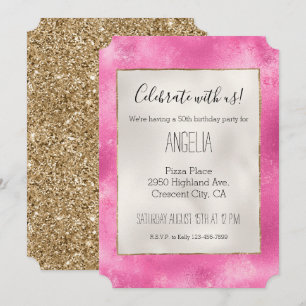 Girly Pink Gold Glitter Kaart