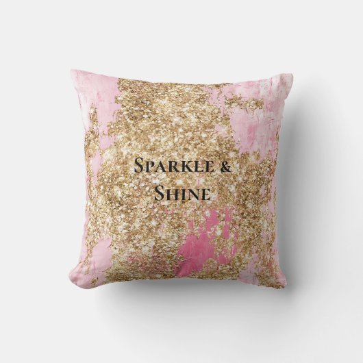 Girly Pink Gold Glitter Kussen (Voorkant)
