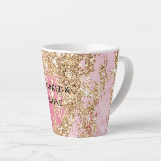 Girly Pink Gold Glitter Latte Mok (Rechterhoek)