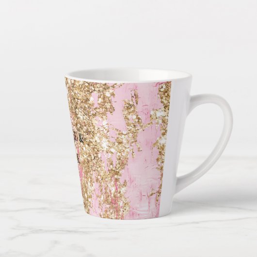 Girly Pink Gold Glitter Latte Mok (Rechts)