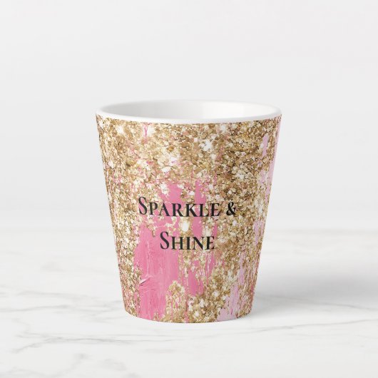 Girly Pink Gold Glitter Latte Mok (Voorkant)