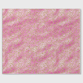 Girly Pink Gold Glitter Leopard Print Cadeaupapier (Vlak)