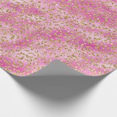 Girly Pink Gold Glitter Leopard Print Cadeaupapier (Hoek)