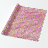 Girly Pink Gold Glitter Leopard Print Cadeaupapier (Uitgerold)