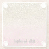 Girly Pink Gold Glitter Leopard Print Glazen Onderzetter (Achterkant)