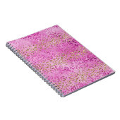 Girly Pink Gold Glitter Leopard Print Glitz Notitieboek (Rechterzijde)