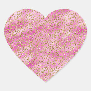 Girly Pink Gold Glitter Leopard Print Hart Sticker