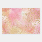 Girly Pink Gold Glitter Leopard Print Inpakpapier Vel (Voorkant 3)