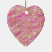 Girly Pink Gold Glitter Leopard Print Keramisch Ornament (Rechts)