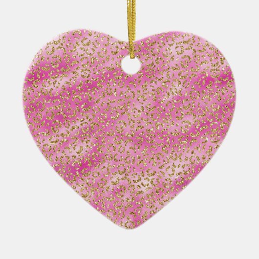 Girly Pink Gold Glitter Leopard Print Keramisch Ornament (Voorkant)