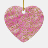 Girly Pink Gold Glitter Leopard Print Keramisch Ornament (Achterkant)