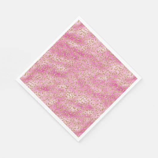 Girly Pink Gold Glitter Leopard Print Servet (Hoek)