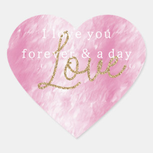  Girly Pink Gold Glitter Liefde Hart Sticker