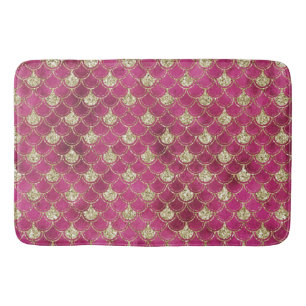 Girly Pink Gold Glitter Mermaid Badmat