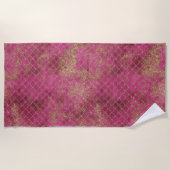Girly Pink Gold Glitter Mermaid Glitz Strandlaken (Voorkant)