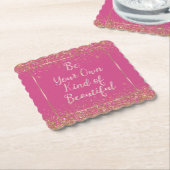 Girly Pink Gold Glitter Mooie Quote Kartonnen Onderzetters (Gebogen)