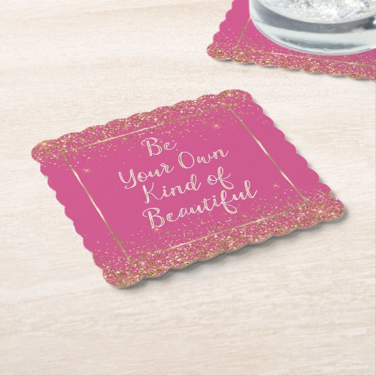 Girly Pink Gold Glitter Mooie Quote Kartonnen Onderzetters (Gebogen)