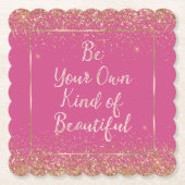 Girly Pink Gold Glitter Mooie Quote Kartonnen Onderzetters (Voorkant)