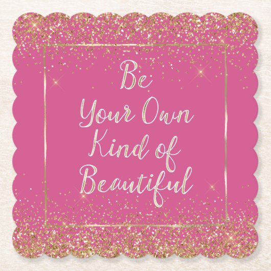 Girly Pink Gold Glitter Mooie Quote Kartonnen Onderzetters (Voorkant)