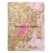 Girly Pink Gold Glitter Notitieboek (Voorkant)