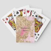 Girly Pink Gold Glitter Pokerkaarten (Achterkant)