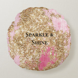 Girly Pink Gold Glitter Rond Kussen
