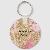 Girly Pink Gold Glitter Sleutelhanger (Voorkant)