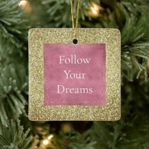 Girly Pink Gold Glitter Sparkle Glitz Keramisch Ornament