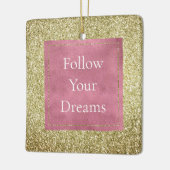 Girly Pink Gold Glitter Sparkle Glitz Keramisch Ornament (Links)