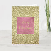 Girly Pink Gold Glitter Sparkle Glitz Kerstmis Kaart (Voorkant)