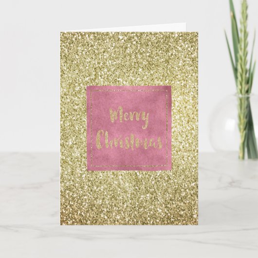 Girly Pink Gold Glitter Sparkle Glitz Kerstmis Kaart (Voorkant)