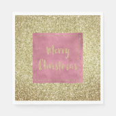 Girly Pink Gold Glitter Sparkle Glitz Kerstmis Servet (Voorkant)