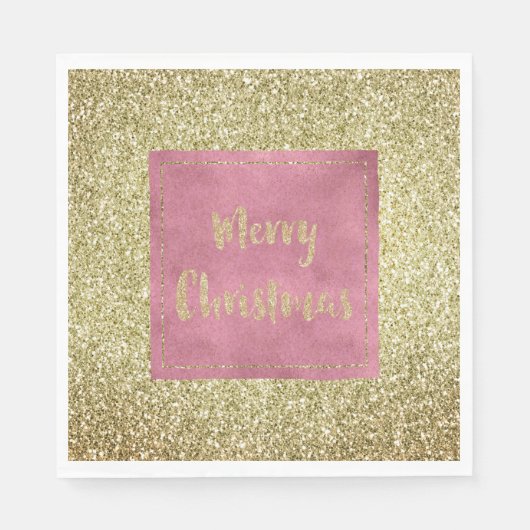 Girly Pink Gold Glitter Sparkle Glitz Kerstmis Servet (Voorkant)