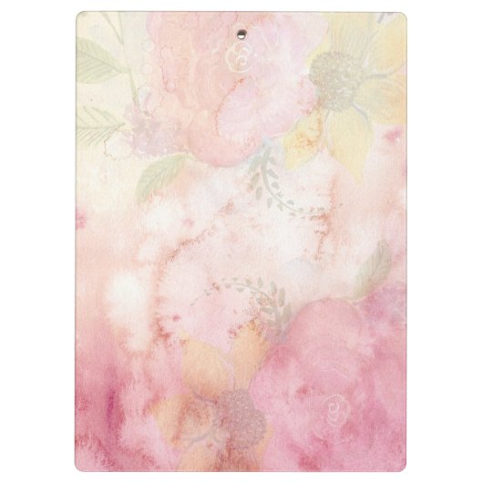 Girly Pink Gold Glitter Sparkle Monogram Floral Klembord (Achterkant)