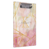 Girly Pink Gold Glitter Sparkle Monogram Floral Klembord (Rechts)