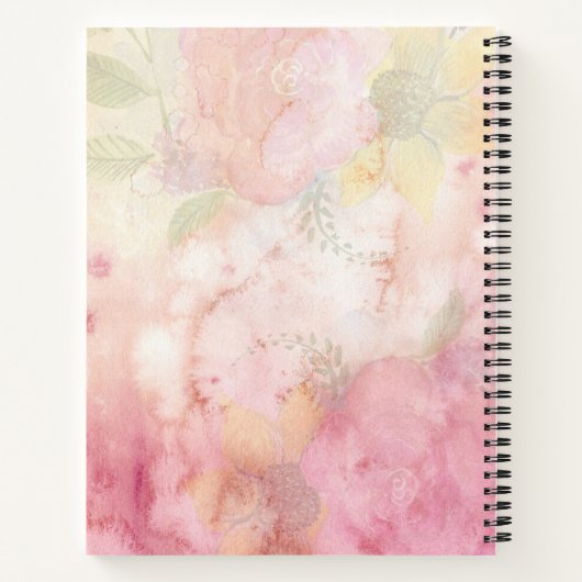 Girly Pink Gold Glitter Sparkle Monogram Floral Notitieboek (Achterkant)