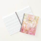 Girly Pink Gold Glitter Sparkle Monogram Floral Notitieboek (Binnen)