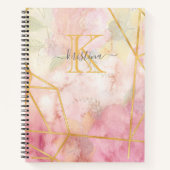 Girly Pink Gold Glitter Sparkle Monogram Floral Notitieboek (Voorkant)